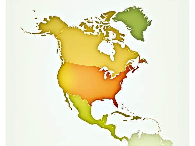 A simplified colorful map of North America showing different USDA plant hardiness zones.